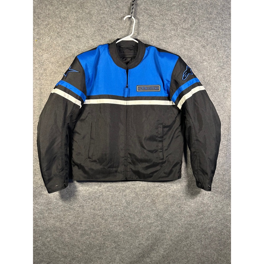 Alpinestars Mens XL Motorcycle Riding Jacket Blue Black White Padded Liner Zip